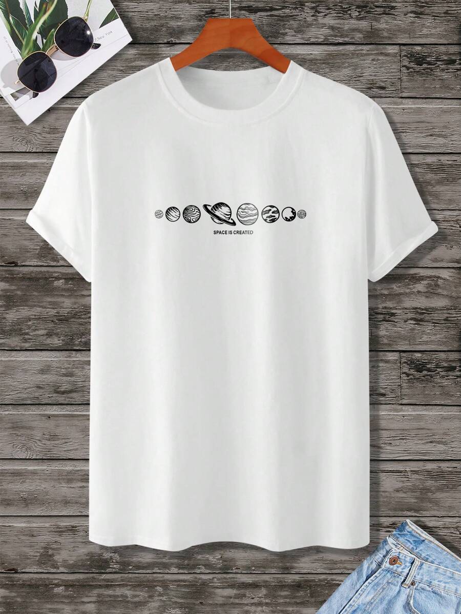 Manfinity Homme Áo thun & Áo lót Nam Đồ họa Lá thư Giải trí - trắng - Xem 1