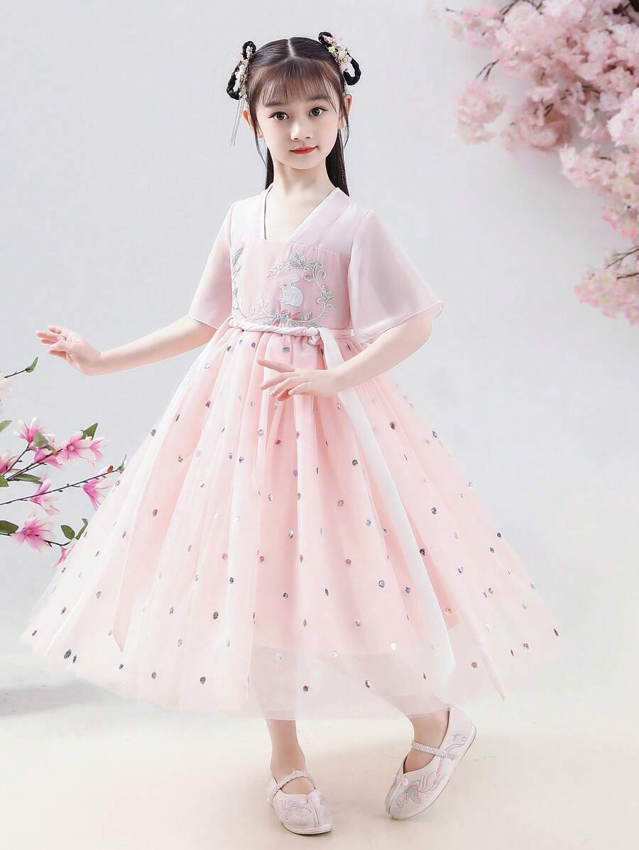 Đầm bé gái - Màu Hồng baby - Xem 1