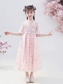 Đầm bé gái - Màu Hồng baby - Xem 3
