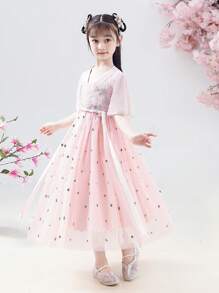 Đầm bé gái - Màu Hồng baby - Xem 4