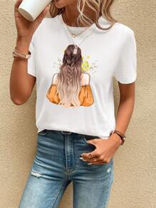 SHEIN LUNE 人像圖案T恤 - 白色 - 查看 9