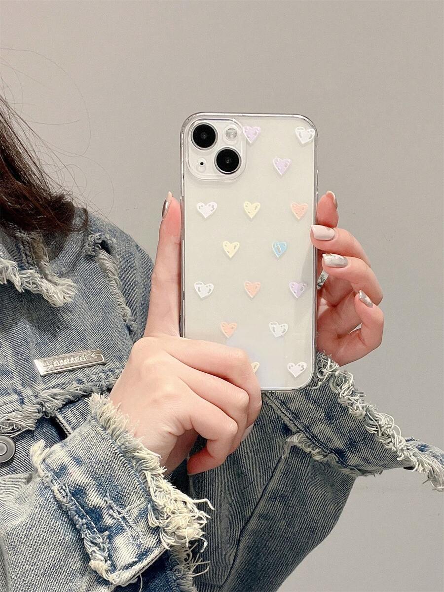 愛心圖案透明手機殼 - 彩色 - 查看 1