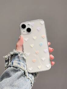 愛心圖案透明手機殼 - 彩色 - 查看 3