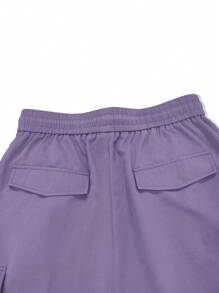 Chillumni Men Flap Pocket Side Cargo Trousers - Purple - View 6