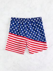 Manfinity Men Americana Print Drawstring Waist Swim Trunks - Multicolor - View 2