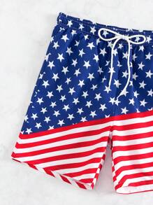 Manfinity Men Americana Print Drawstring Waist Swim Trunks - Multicolor - View 4