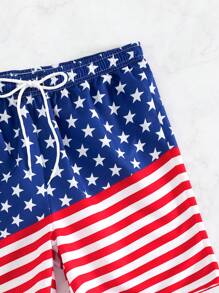 Manfinity Men Americana Print Drawstring Waist Swim Trunks - Multicolor - View 5