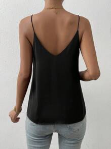 SHEIN Privé Solid Cami Top - Black - View 2