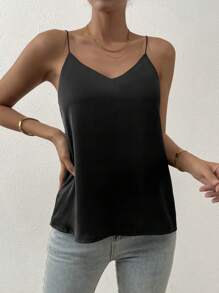 SHEIN Privé Solid Cami Top - Black - View 6