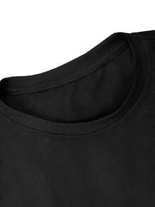 Manfinity Campus Court 男士標語圖案落肩T恤 - 黑色 - 查看 4