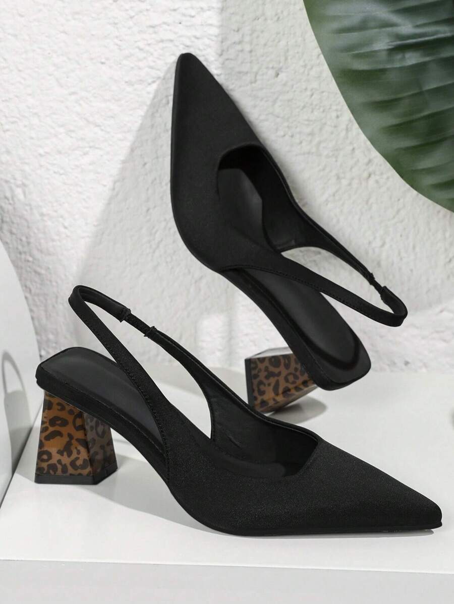 Giày cao gót hở mũi đế dày thời trang thu/đông cho nữ, giày cao gót giả da lộn thanh lịch, thanh lịch - màu đen - Xem 1