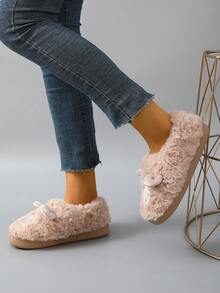 Dép Đi Trong Phòng Ngủ Preppy Cho Nữ, Dép Đi Trong Nhà Thiết Kế Hình Cừu Hoạt Hình Lông Tơ - Màu Khaki - Xem 5