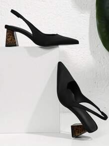 Giày cao gót hở mũi đế dày thời trang thu/đông cho nữ, giày cao gót giả da lộn thanh lịch, thanh lịch - màu đen - Xem 6