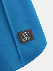 SHEIN Leap Crew 男孩字母補丁細節T恤和腰部抽繩短褲 - 藍色 - 查看 6