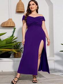 Đầm dự tiệc nữ Plus - Màu tím - Xem 3