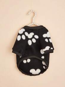 1 chiếc áo len thú cưng họa tiết bàn chân - màu đen - Xem 3