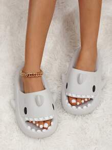 de moda Chanclas para tiburón de dibujos animados diseño EVA Zapatillas - Gris - Ver 2