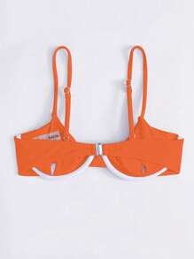 SHEIN Swim Summer Beach Solid Underwire Bikini Top, Bathing Suit - Orange - View 2