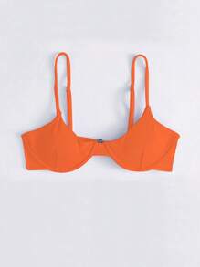 SHEIN Swim Summer Beach Solid Underwire Bikini Top, Bathing Suit - Orange - View 3