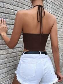 SHEIN Essnce 條紋針織貝殼邊掛脖上衣