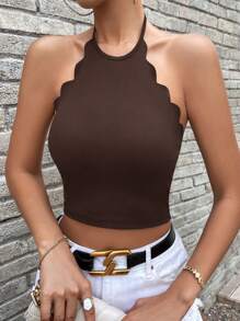 SHEIN Essnce 條紋針織貝殼邊掛脖上衣