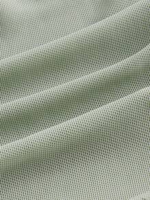 SHEIN ICON 素色木耳邊前繫帶網紗上衣 - 薄荷綠 - 查看 4