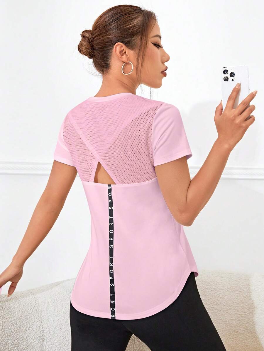 SHEIN Sports Solid Drop Armhole Sports Tank Top Workout Tank Top Gym Women Shirts - Pink - View 1