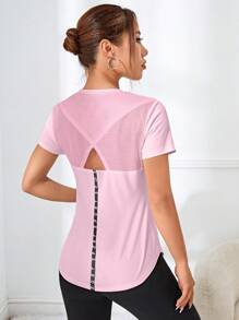 SHEIN Sports Solid Drop Armhole Sports Tank Top Workout Tank Top Gym Women Shirts - Pink - View 2