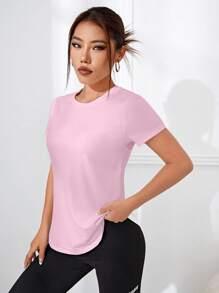 SHEIN Sports Solid Drop Armhole Sports Tank Top Workout Tank Top Gym Women Shirts - Pink - View 4