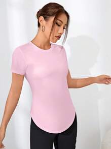 SHEIN Sports Solid Drop Armhole Sports Tank Top Workout Tank Top Gym Women Shirts - Pink - View 5