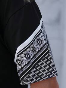 Manfinity EMRG Men Letter Graphic Tee & Drawstring Waist Shorts - Black - View 5