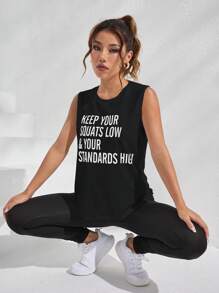 Easithlete 4pcs Solid Raglan Sleeve Sports Tee Gym Topworkout Tank Top - Black - View 5