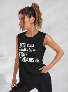 Easithlete 4pcs Solid Raglan Sleeve Sports Tee Gym Topworkout Tank Top - Black - View 7