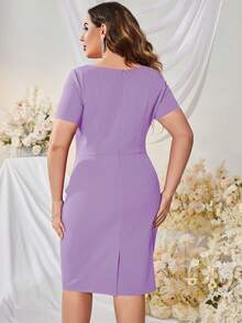 MUXXN Vestido ribete con fruncido con fruncido delantero - Lila Púrpura - Ver 2