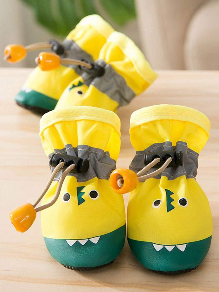 4 piezas Zapatos para mascota con estampado de dibujos animados - Multicolor - Ver 1
