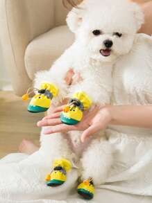 4 piezas Zapatos para mascota con estampado de dibujos animados - Multicolor - Ver 5