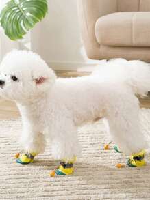 4 piezas Zapatos para mascota con estampado de dibujos animados - Multicolor - Ver 6