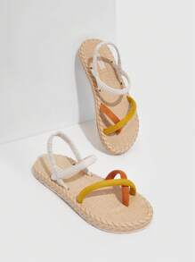 Styleloop Xăng đan nữ nhiều quai Colorblock, Xăng đan quai hậu thời trang - Nhiều màu - Xem 5