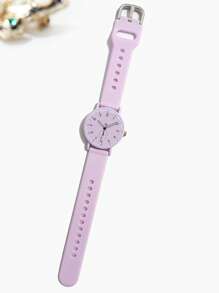 1pc Ladies' Silicone Strap Quartz Watch, Fashionable & Adorable Student Watch, Suitable For Festival Gift & Present - Purple - View 2