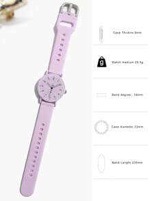 1pc Ladies' Silicone Strap Quartz Watch, Fashionable & Adorable Student Watch, Suitable For Festival Gift & Present - Purple - View 3