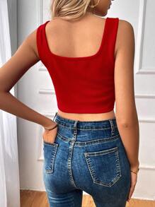 SHEIN Privé Solid Bandana Hem Summer Tank Top
