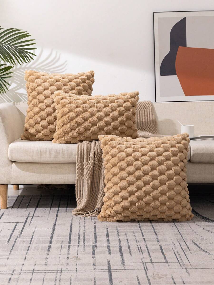 1入組柔軟波西米亞風格的正方形枕套，適用於客廳、臥室、全年戶外使用 - 卡其色 - 查看 1