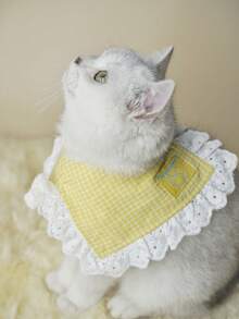 PINCOOL 1 Miếng In kẻ sọc Yếm thú cưng - Màu vàng - Xem 5