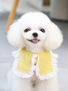 PINCOOL 1 Miếng In kẻ sọc Yếm thú cưng - Màu vàng - Xem 6