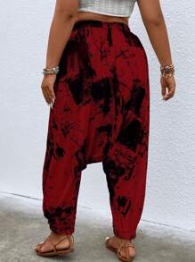 Flirla 大碼紮染吊襠褲 - 酒紅色 - 查看 2