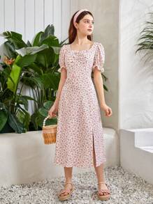 SHEIN 青少年女孩碎花高衩連衣裙 - 彩色 - 查看 6