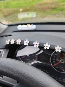 8pcs Floral Design Car Interior Sticker - White - View 3