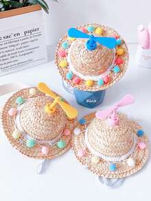 1pc Dog Hat Summer Sunshade Cap With Dragonfly Design - Multicolor - View 2