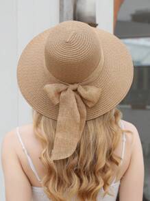 Boho Bowknot Straw Hat For Daily Wear - Khaki - View 2