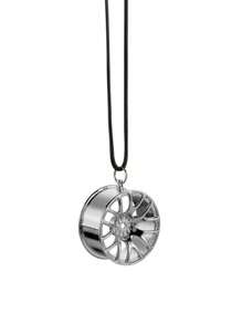 1pc Zinc Alloy Wheel Design Car Hanging Ornament - Silver - View 2